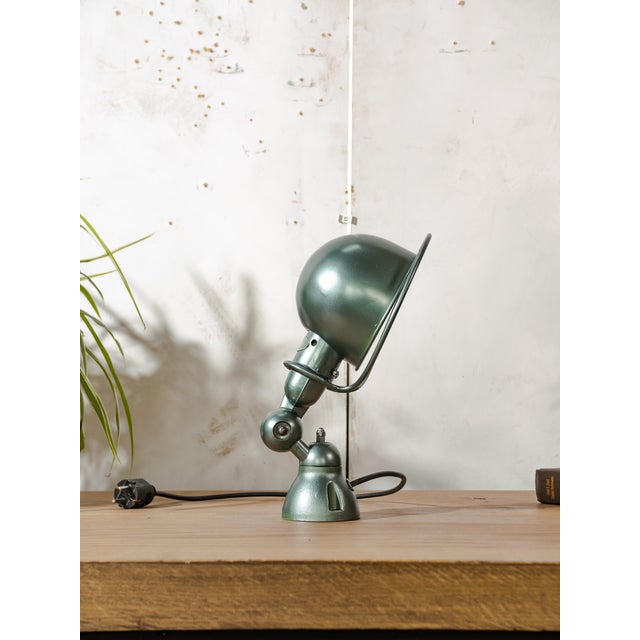 French Industrial Green Metallic Wall Sconce by Jean Louis Domecq for Jieldé, 1950s For Sale - Image 11 of 11