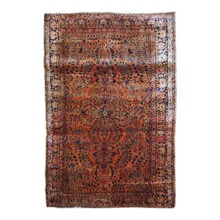 1920s Handmade Persian Sarouk Rug 4'1" X 6'4" For Sale