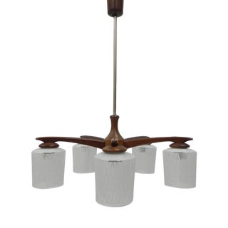 Vintage Hanging Lamp with Glass Shades, 1960s For Sale