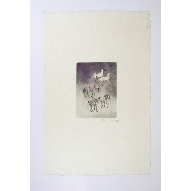 Late 20th Century Late 20th Century Kaiko Moti Horses Aquatint Etching For Sale - Image 5 of 5
