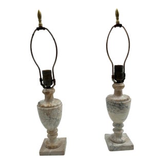 Neoclassical Italian Alabaster Urn Table Lamps- A Pair For Sale