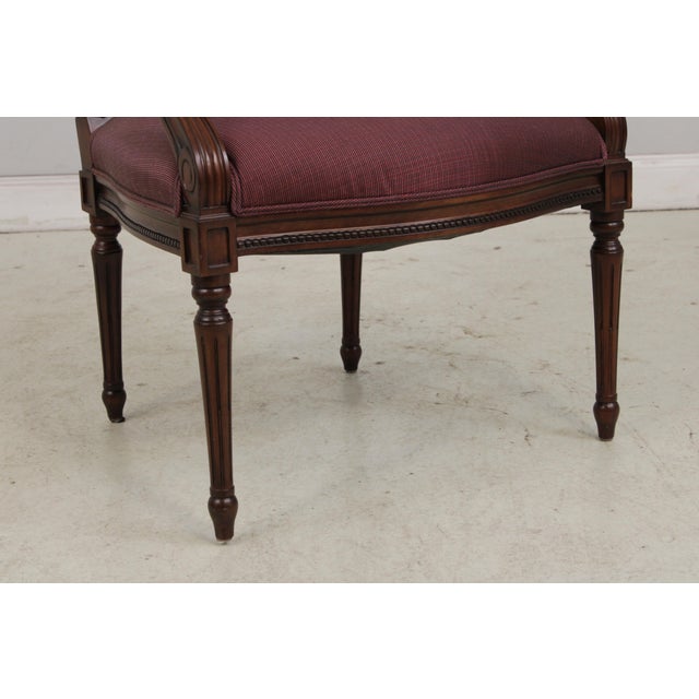 Brown Set of 8 French Louis XVI Style Upholstered Dining Chairs For Sale - Image 8 of 18