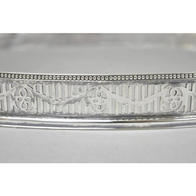 Antique English Sheffield Edwardian Silver Plated Oval Serving Platter Tray For Sale - Image 14 of 16