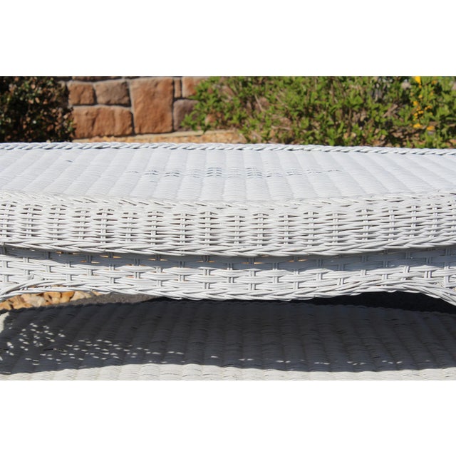 Henry Link Wicker Rattan Coffee Table With a Glass Top For Sale - Image 13 of 18