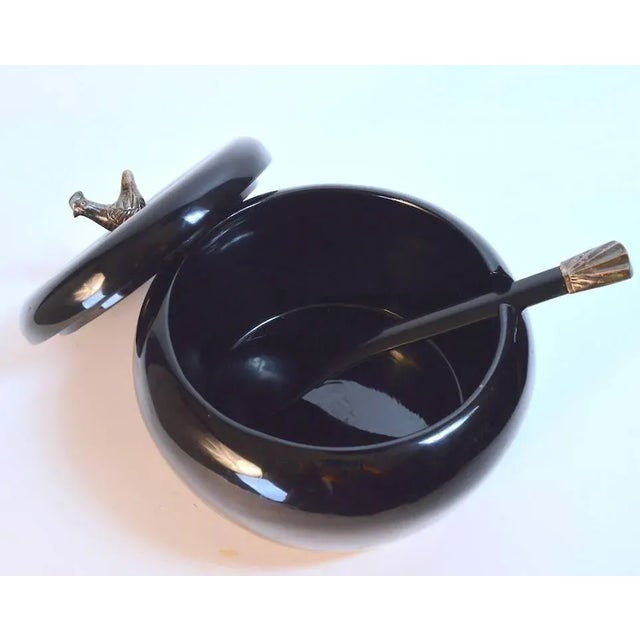 Lacquered Serving Bowl With Bird Finial For Sale - Image 4 of 8