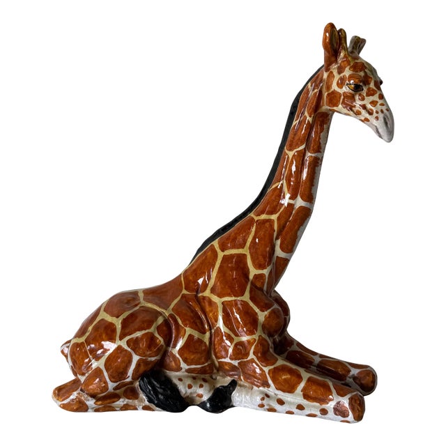 Vintage Italian Handcrafted Terracotta Giraffe Sculpture For Sale