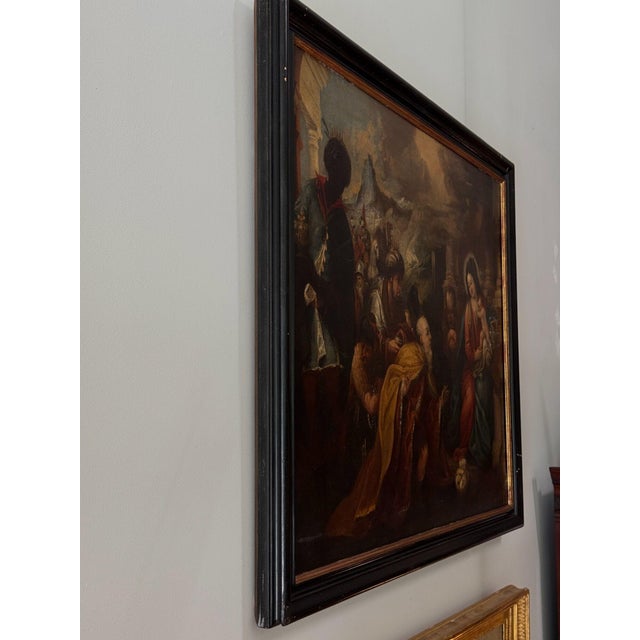 Red Early 18th Century Italian Painting of the Adoration of the Magi For Sale - Image 8 of 8