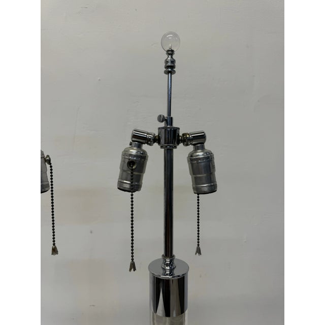 Mid-Century Lucite and Chrome Table Lamps - a Pair For Sale - Image 10 of 12