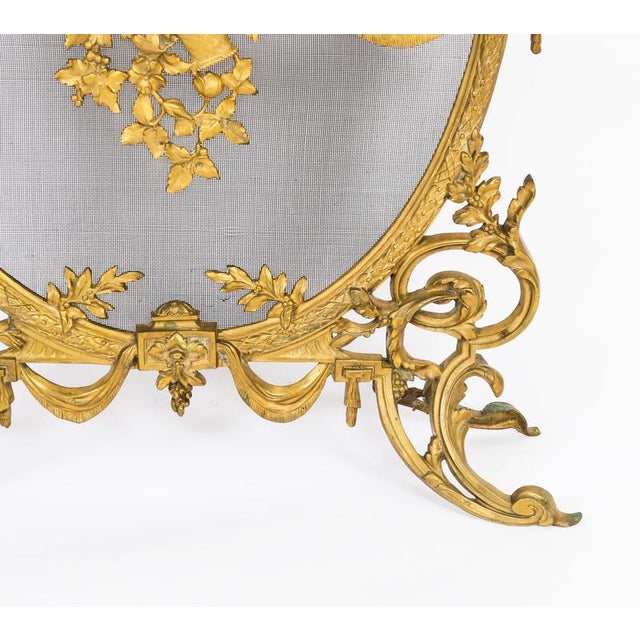 Antique French Rococo Revival Brass Fire Screen, 1800s For Sale - Image 6 of 13