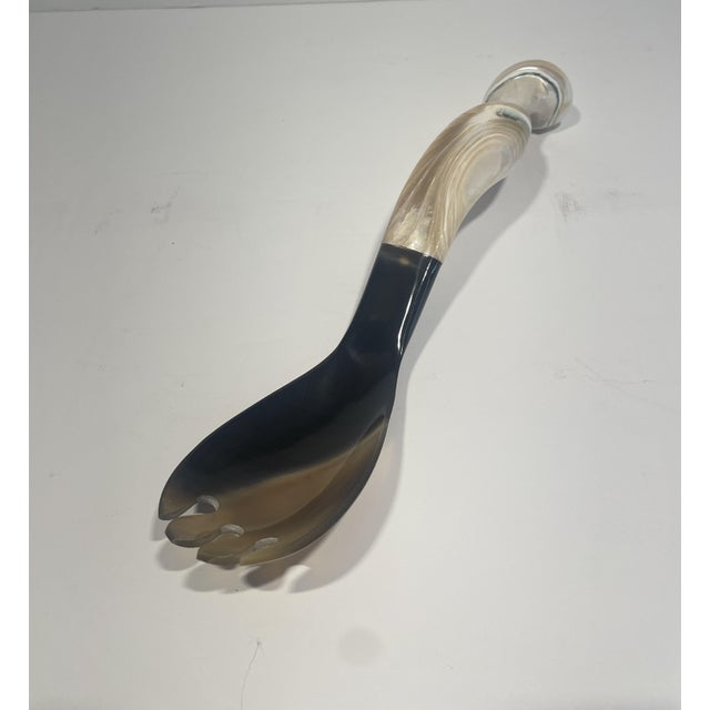Shell Late 20th Century Artisan Crafted Horn and Shell Serving Utensils - a Pair For Sale - Image 7 of 12