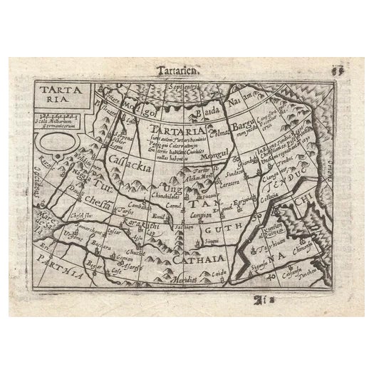 16th Century Miniature Map of Tartary by B. Langenes, 1599 For Sale
