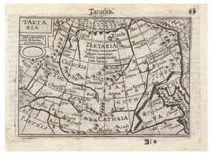 16th Century Miniature Map of Tartary by B. Langenes, 1599