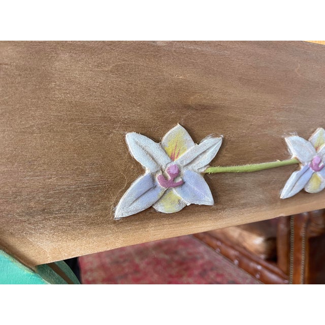 1990s 90s Oversized Boho Tropical Leaf Wall Mirror, Hand Carved, Signed Heffner & Vatalaro For Sale - Image 5 of 12