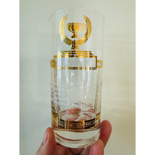 1950s Vintage 1950s Sport Kings Gold Highball Glasses Set of 5 Collectible Sports Barware For Sale - Image 5 of 10
