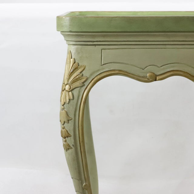 Vintage Mint Green English Hand Carved Side Table For Sale - Image 10 of 13