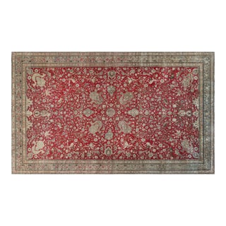 19th Century Persian Tabriz Red Hand Knotted Wool Carpet For Sale