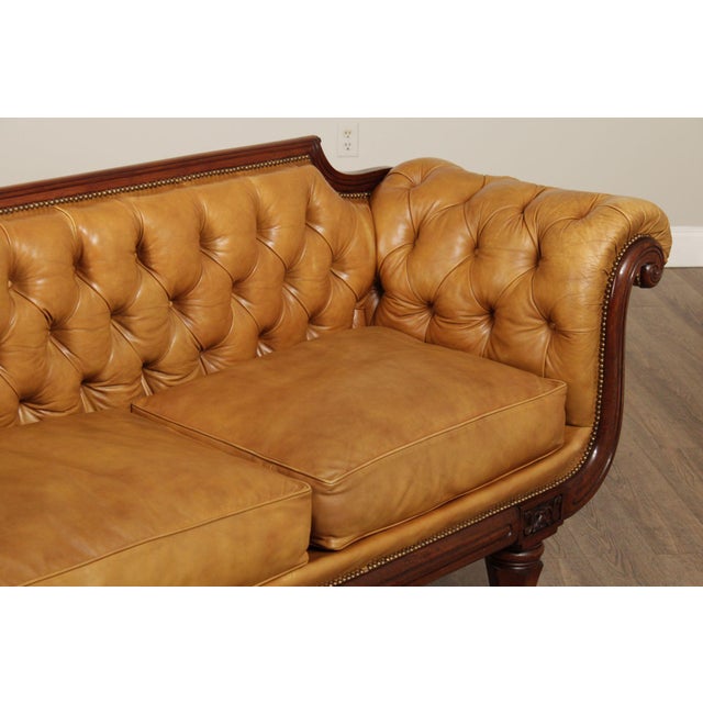 Mid 19th Century Antique English Regency Mahogany and Tufted Leather Sofa For Sale - Image 5 of 12