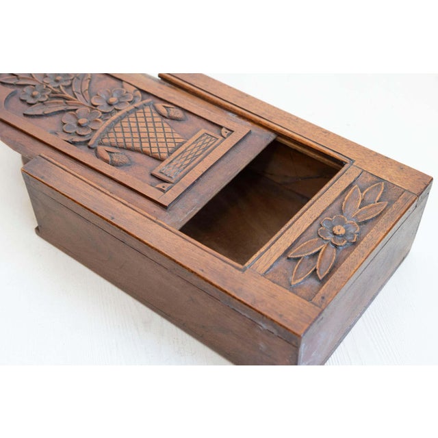 Wood French 19th Century Carved Walnut Farinerio Decorative Box with Floral Decor For Sale - Image 7 of 9
