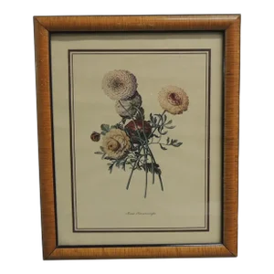 Vintage Framed Floral Printed Bouquet in Wood Frame