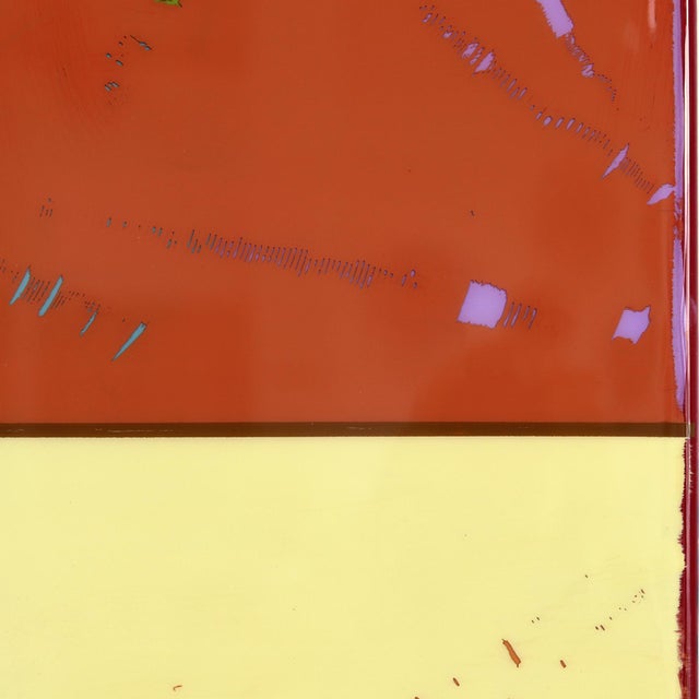 Contemporary Tall Sunspot 39 - Modern Shiny Resin Minimalist Two Tone Red Yellow Abstract Original Artwork by Ricky Hunt For Sale - Image 3 of 9