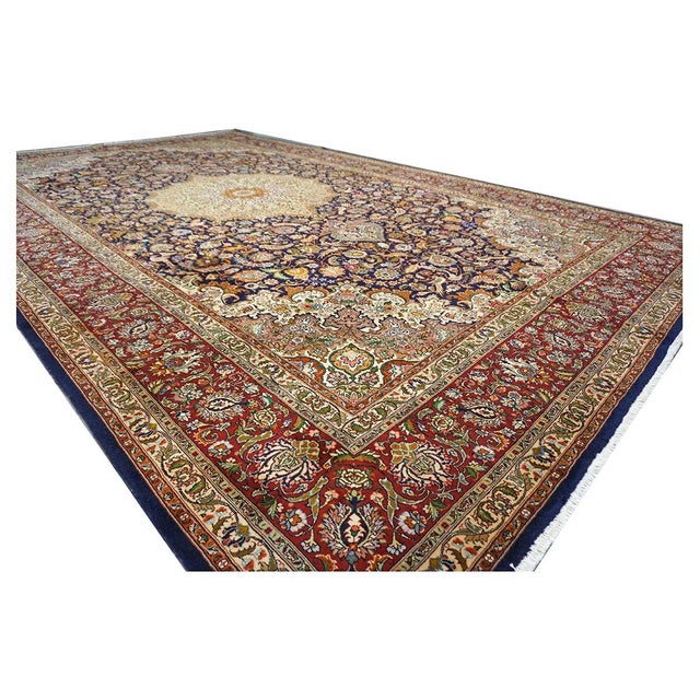 Antique Persian Tabriz 10 x 16 Ivory & Brown Handmade Area Rug #1143508 For Sale - Image 4 of 12