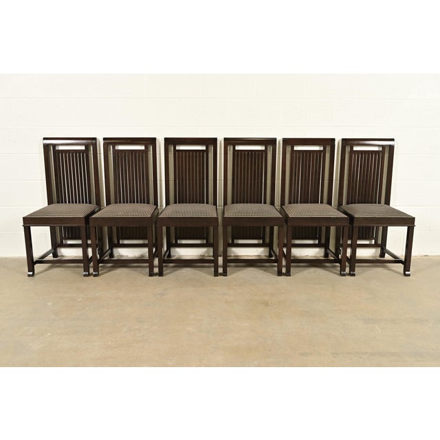 An exceptional set of six Arts & Crafts "Coonley 2" side chairs or dining chairs By Frank Lloyd Wright for Cassina (signed...