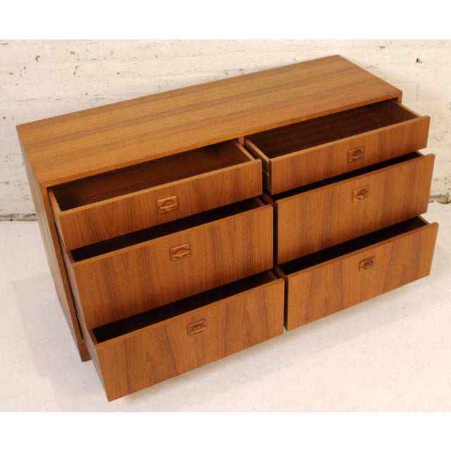 Vintage Mid-Century Modern Teak Six Drawer Dresser For Sale - Image 4 of 12