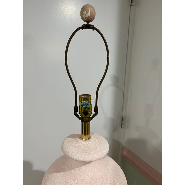 1980 Lily Floral Sculpture Plaster Pink Floor Lamp For Sale - Image 4 of 10