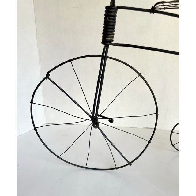 Mid-Century Folk Art Wire High-Wheel Tricycle Sculpture For Sale - Image 4 of 9