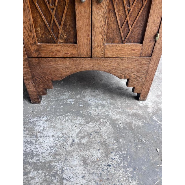 Art Deco French Oak Cabinet with Marble Top, 1930 For Sale - Image 9 of 14