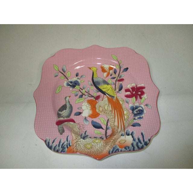 A set of 4 porcelain English Spode dessert plates. These plates are from the Kimono service. Each plate is a different...