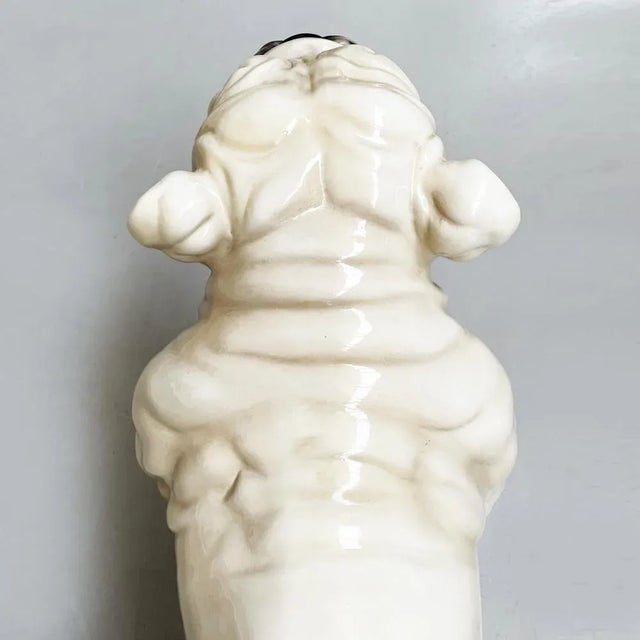 Italian Modern Beige & Black Ceramic Sculpture of Standing Bulldog, 1970s For Sale - Image 10 of 16