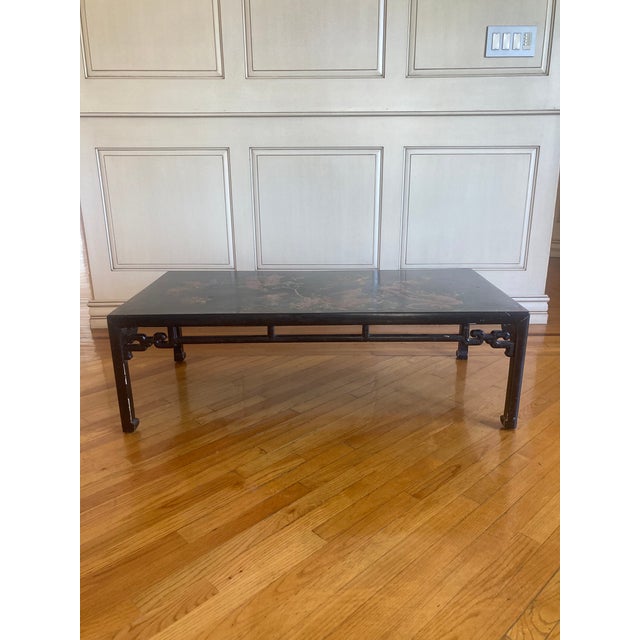 Black Chinoiserie Rectangular Coffee Table For Sale - Image 8 of 17