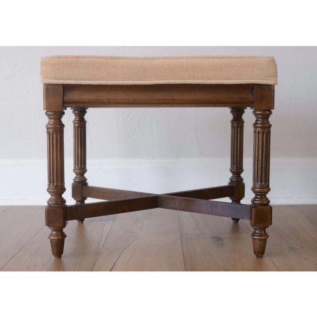 1970s Vintage French Louis XVI Style Upholstered Ottomans - A Pair For Sale - Image 5 of 14