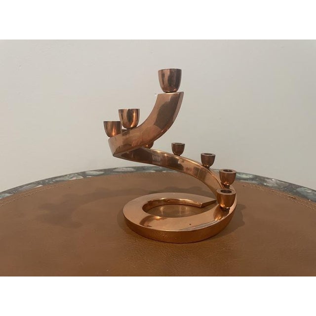 Metal 1960s Israeli Copper Hanukkah Menorah For Sale - Image 7 of 8