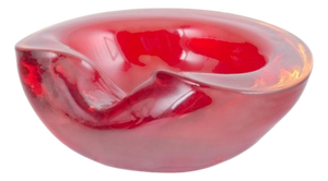 Vintage Decorative Bowl with Organic Form in Red Sommerso Glass, 1960s