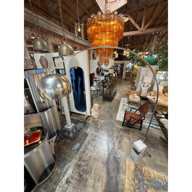 White Vintage Italian "Arco-Style" Floor Lamp For Sale - Image 8 of 10