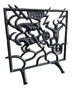 Brutalist Cast Iron Fireplace Screen by Olle Hermansson for Husqvarna Sweden, 1960s