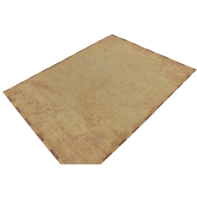 Modern Distressed Style Modern Rug in Gold, Brown Abstract Pattern by Rug & Kilim For Sale - Image 3 of 7