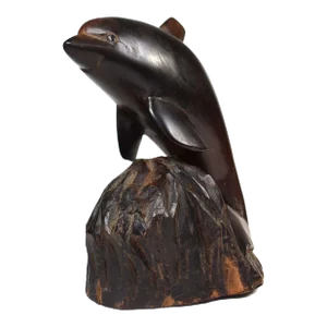 Mid 20th Century Hand Carved Solid Ironwood Shark Figurine
