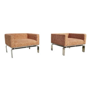 Mid Century Solid Chrome Lounge Chairs- Set of 2 For Sale