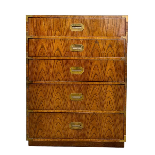This vintage campaign-style dresser by Dixie features a classic military-inspired design accented with brass-toned corner...