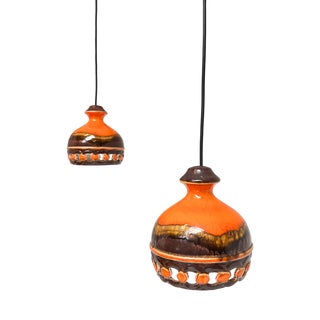 Vintage Ceramic Pendant Lamps from Pan Leuchten, 1970s, Set of 2 For Sale