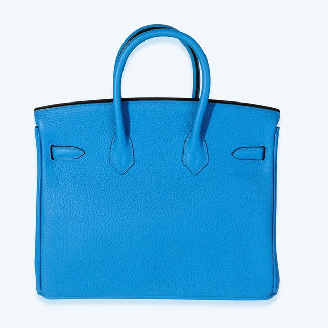 Contemporary Bleu Zanzibar Togo Birkin 25 PHW For Sale - Image 3 of 7