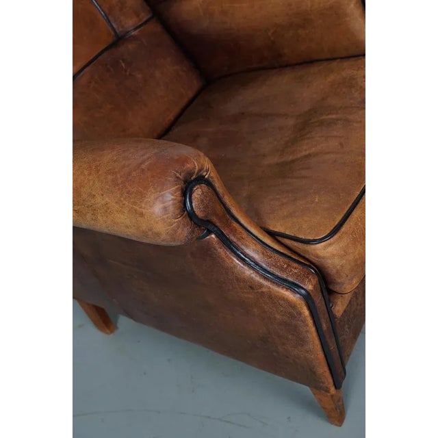 Vintage Dutch Club Chair in Cognac Colored Leather For Sale - Image 13 of 17