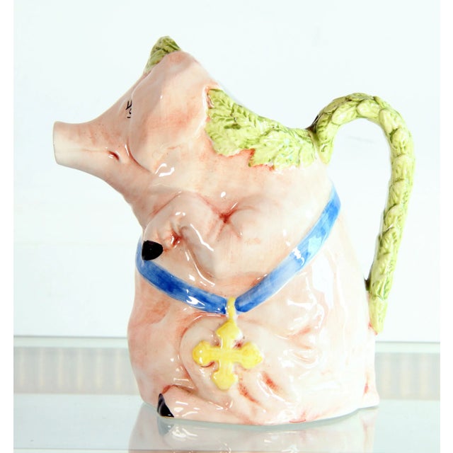Late 20th Century Vintage Italian Ceramic Figural Pig Water Pitcher For Sale - Image 5 of 8