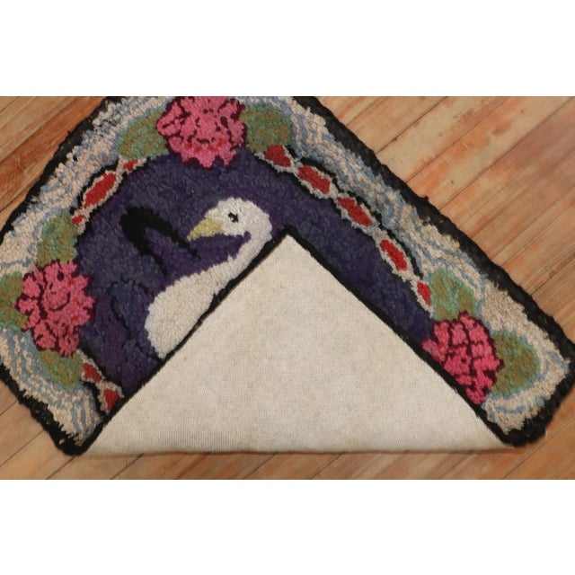 Vintage Zabihi Collection American Hooked Duck Rug - 2' x 2'6" For Sale - Image 4 of 6