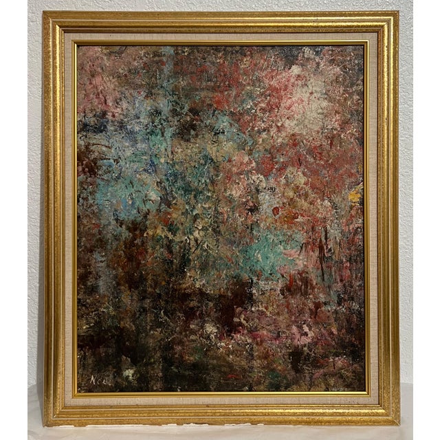 Attributed to Georges Noel, Abstract Expressionist Textured Art Informel Oil Painting Signed Noel For Sale - Image 16 of 17