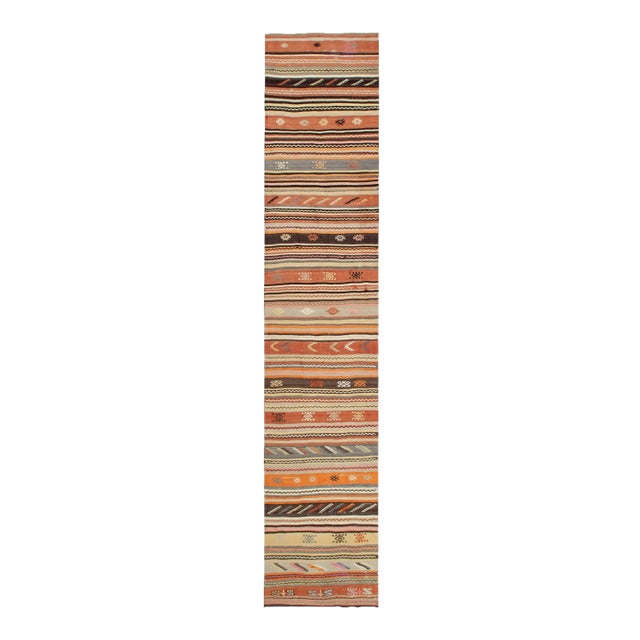Vintage Turkish Kilim Runner Rug - 2`6" X 13`0" For Sale