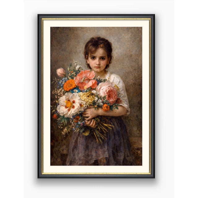 Atelier Aria Lumae Bouguereau and Rachel Ruysch Style Girl With Dutch Golden Age Bouquet Fine Art Gallery Board Print 16 X 24 For Sale - Image 13 of 15